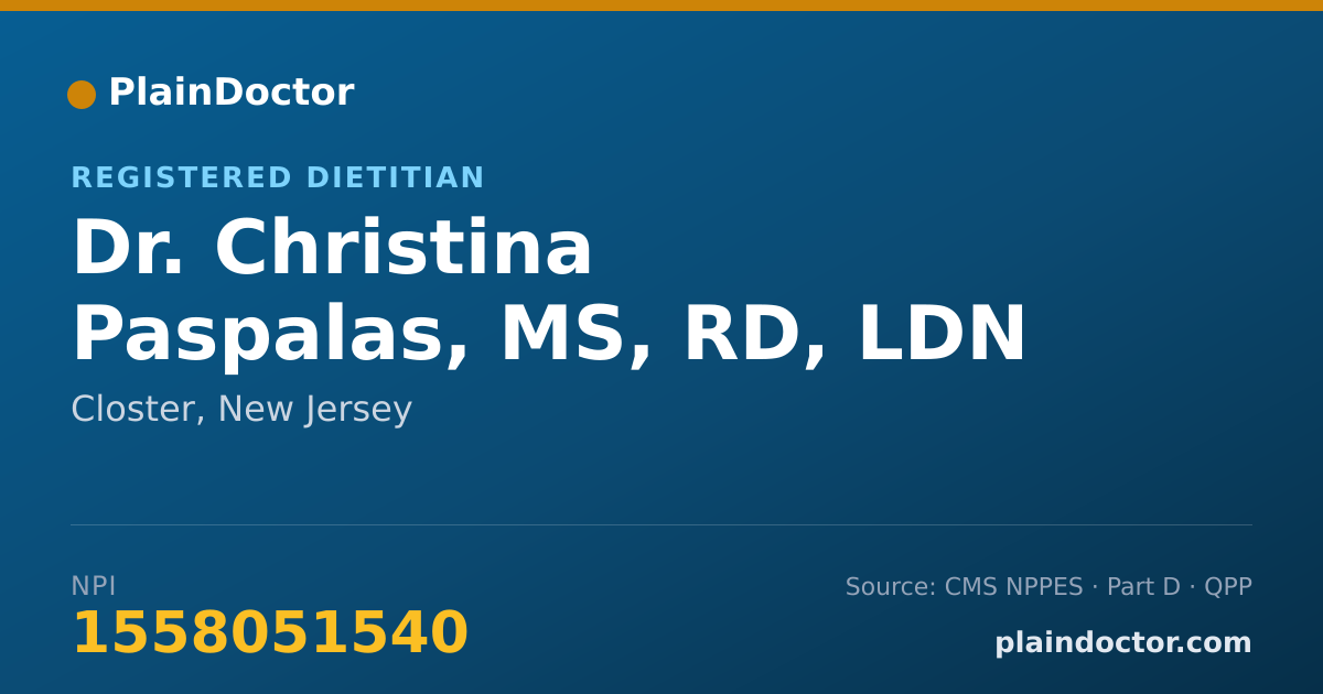 Shareable card for Christina Paspalas, MS, RD, LDN - Registered Dietitian, Closter, NJ