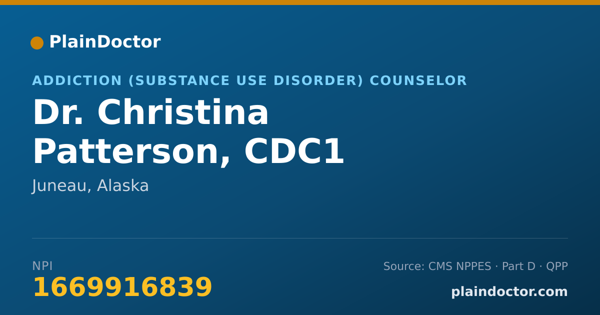 Shareable card for Christina Patterson, CDC1 - Addiction (Substance Use Disorder) Counselor, Juneau, AK