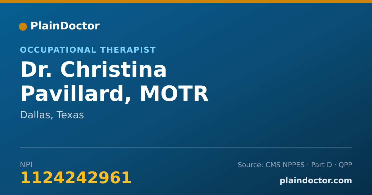 Shareable card for Christina Pavillard, MOTR - Occupational Therapist, Dallas, TX