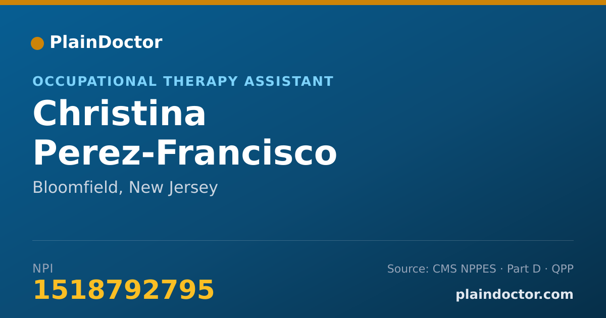 Shareable card for Christina Perez-Francisco - Occupational Therapy Assistant, Bloomfield, NJ
