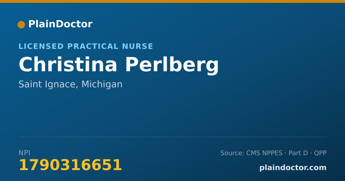 Shareable card for Christina Perlberg - Licensed Practical Nurse, Saint Ignace, MI