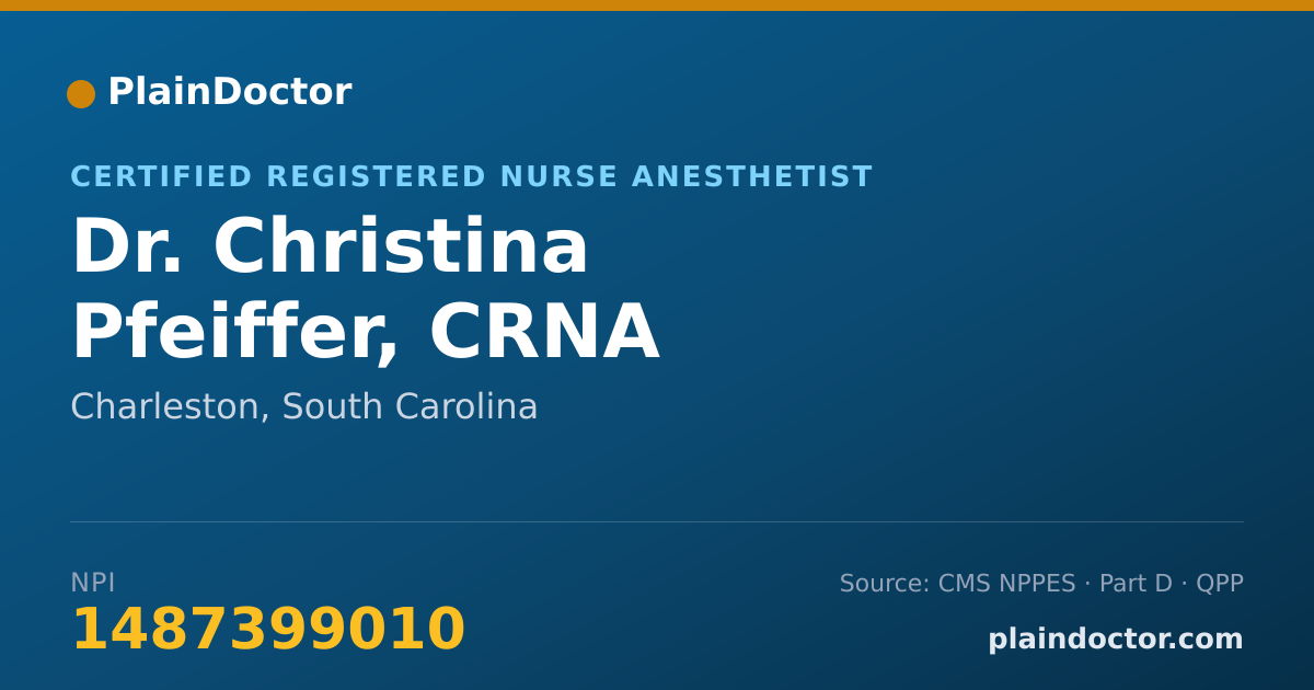 Shareable card for Christina Pfeiffer, CRNA - Certified Registered Nurse Anesthetist, Charleston, SC