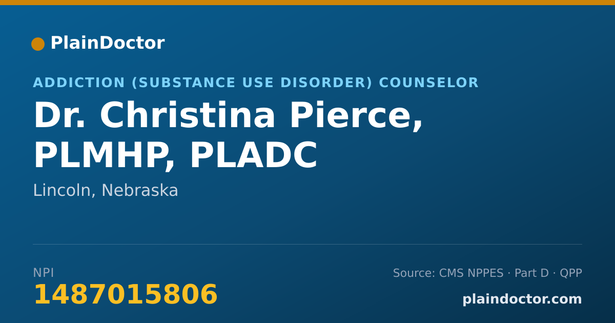 Shareable card for Christina Pierce, PLMHP, PLADC - Addiction (Substance Use Disorder) Counselor, Lincoln, NE