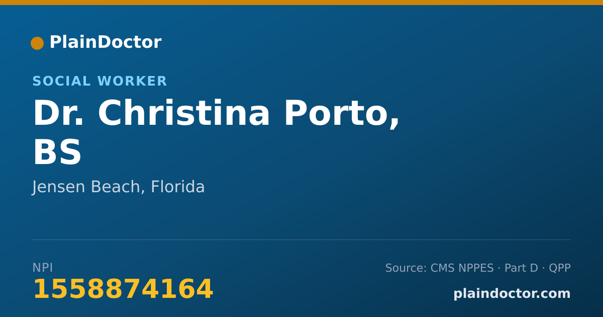 Shareable card for Christina Porto, BS - Social Worker, Jensen Beach, FL