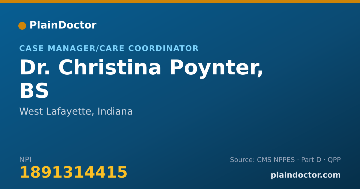 Shareable card for Christina Poynter, BS - Case Manager/Care Coordinator, West Lafayette, IN