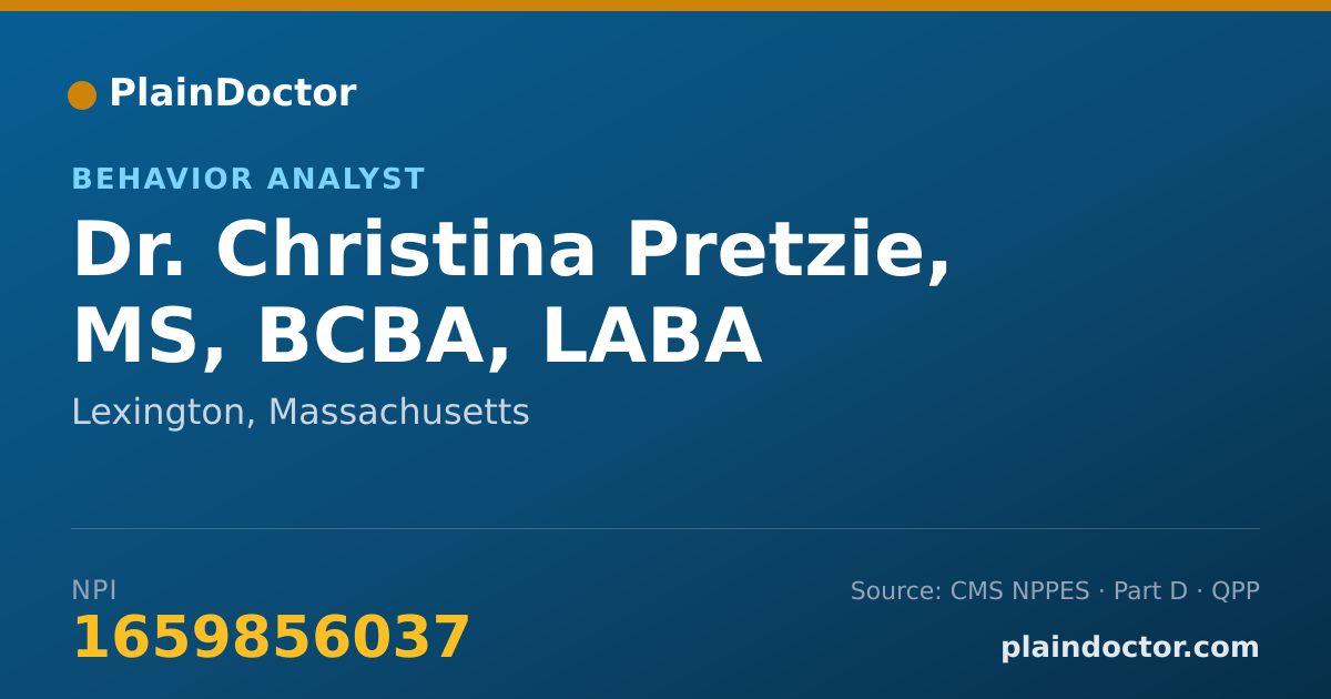Shareable card for Christina Pretzie, MS, BCBA, LABA - Behavior Analyst, Lexington, MA
