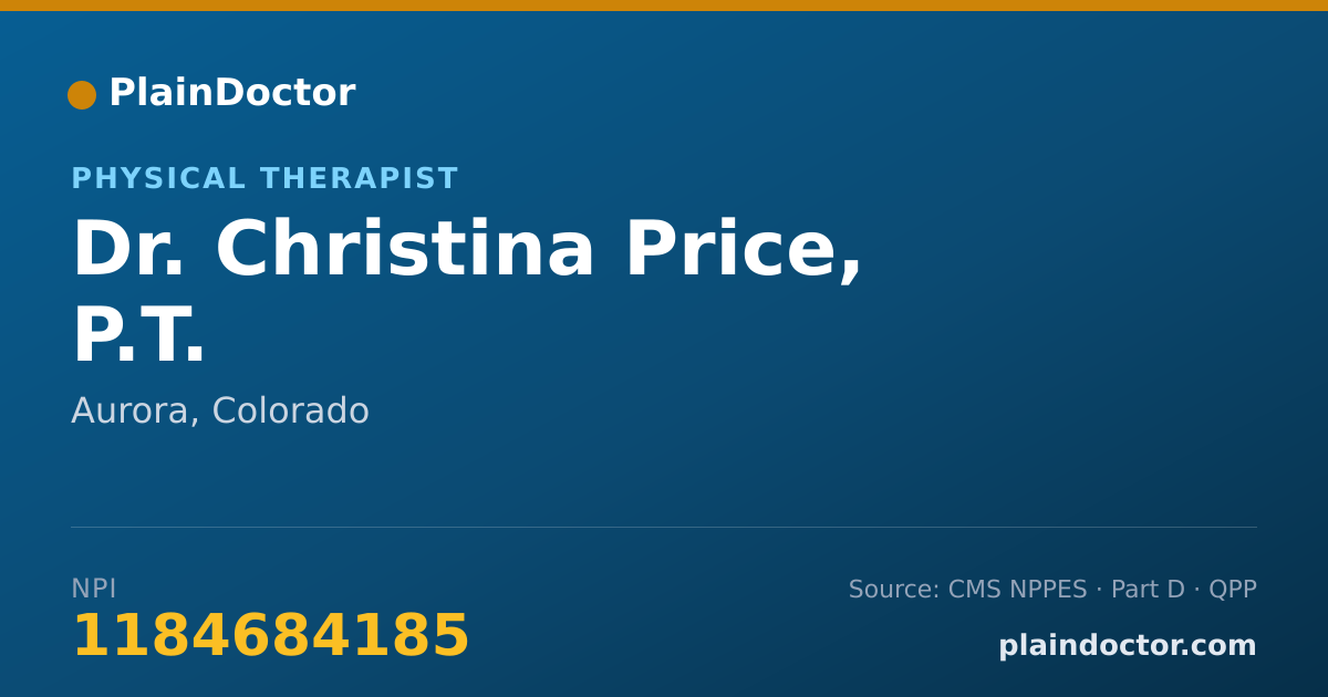 Shareable card for Christina Price, P.T. - Physical Therapist, Aurora, CO