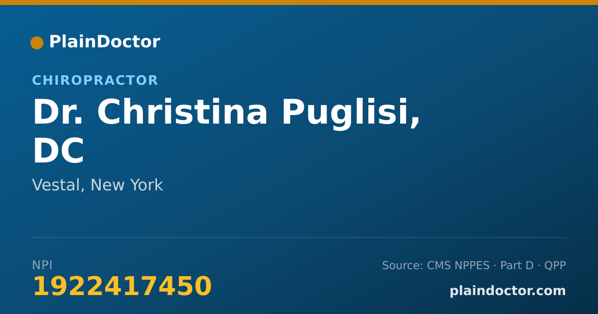 Shareable card for Christina Puglisi, DC - Chiropractor, Vestal, NY