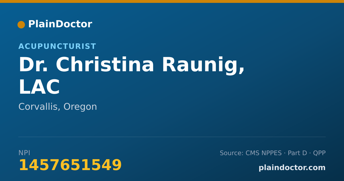 Shareable card for Christina Raunig, LAC - Acupuncturist, Corvallis, OR
