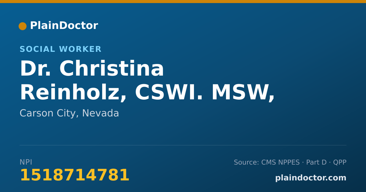 Shareable card for Christina Reinholz, CSWI. MSW, BSW - Social Worker, Carson City, NV