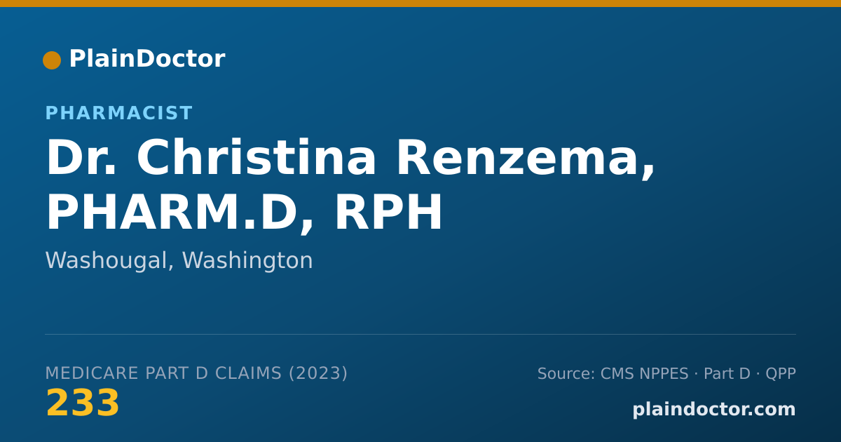 Shareable card for Christina Renzema, PHARM.D, RPH - Pharmacist, Washougal, WA