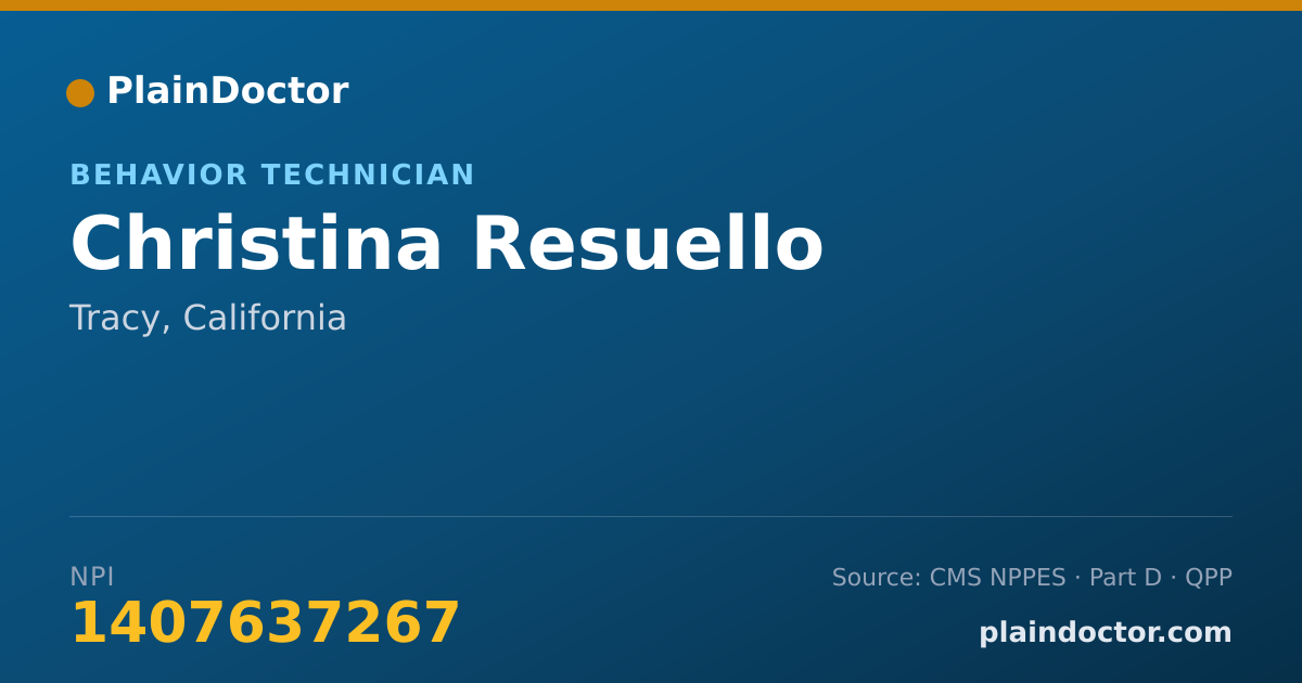 Shareable card for Christina Resuello - Behavior Technician, Tracy, CA