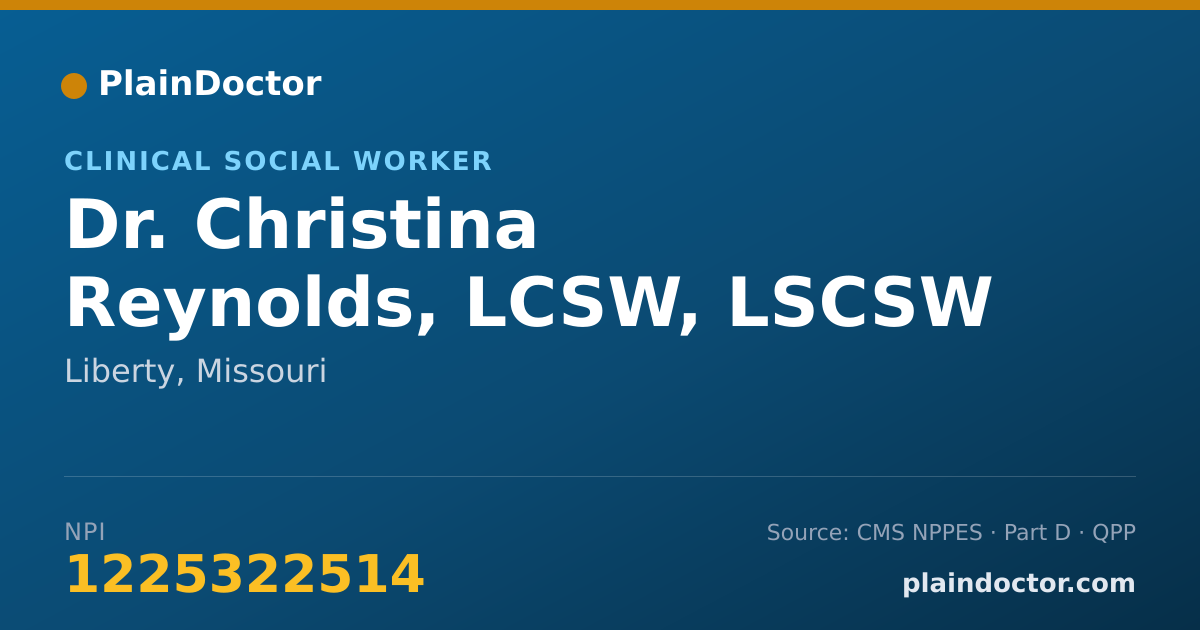 Shareable card for Christina Reynolds, LCSW, LSCSW - Clinical Social Worker, Liberty, MO