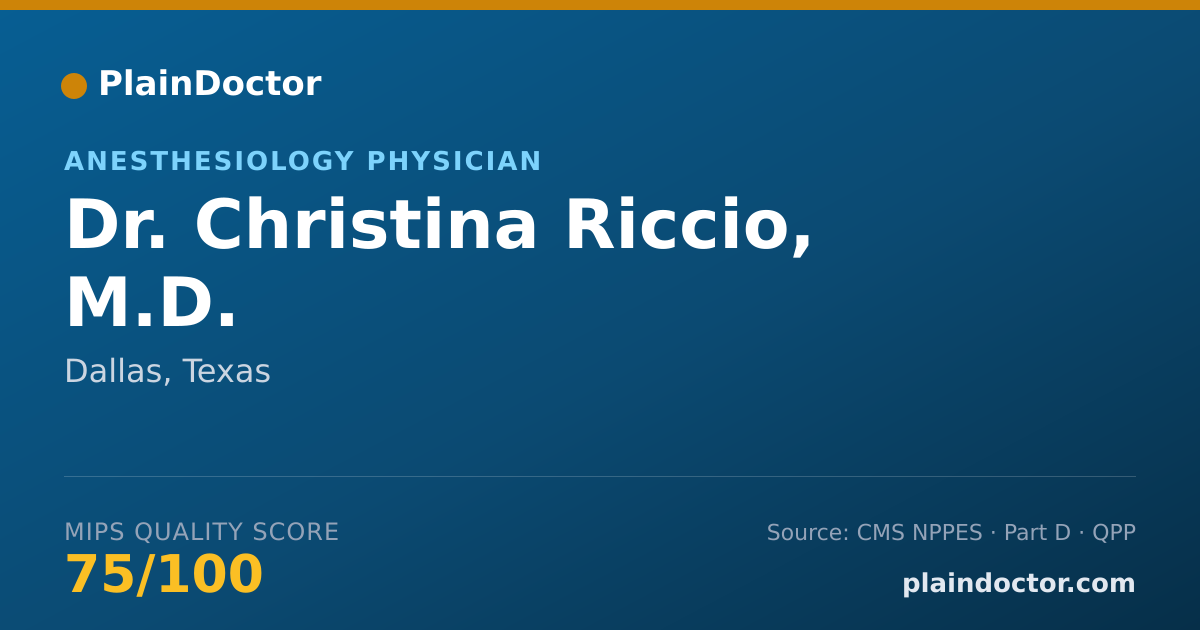 Shareable card for Christina Riccio, M.D. - Anesthesiology Physician, Dallas, TX
