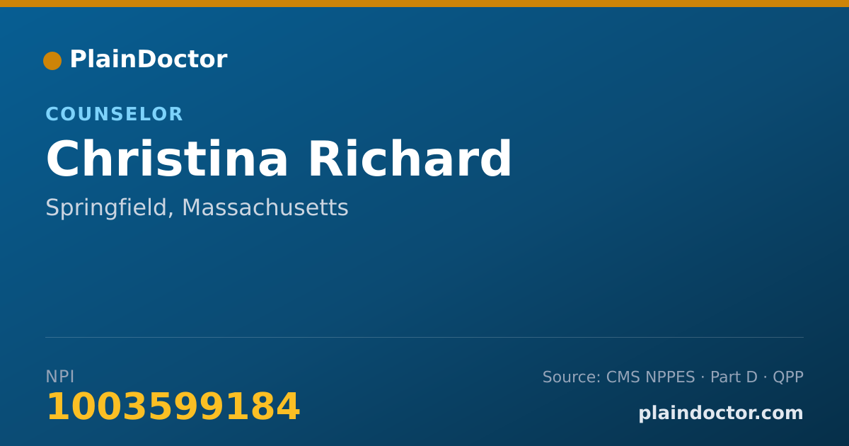 Shareable card for Christina Richard - Counselor, Springfield, MA