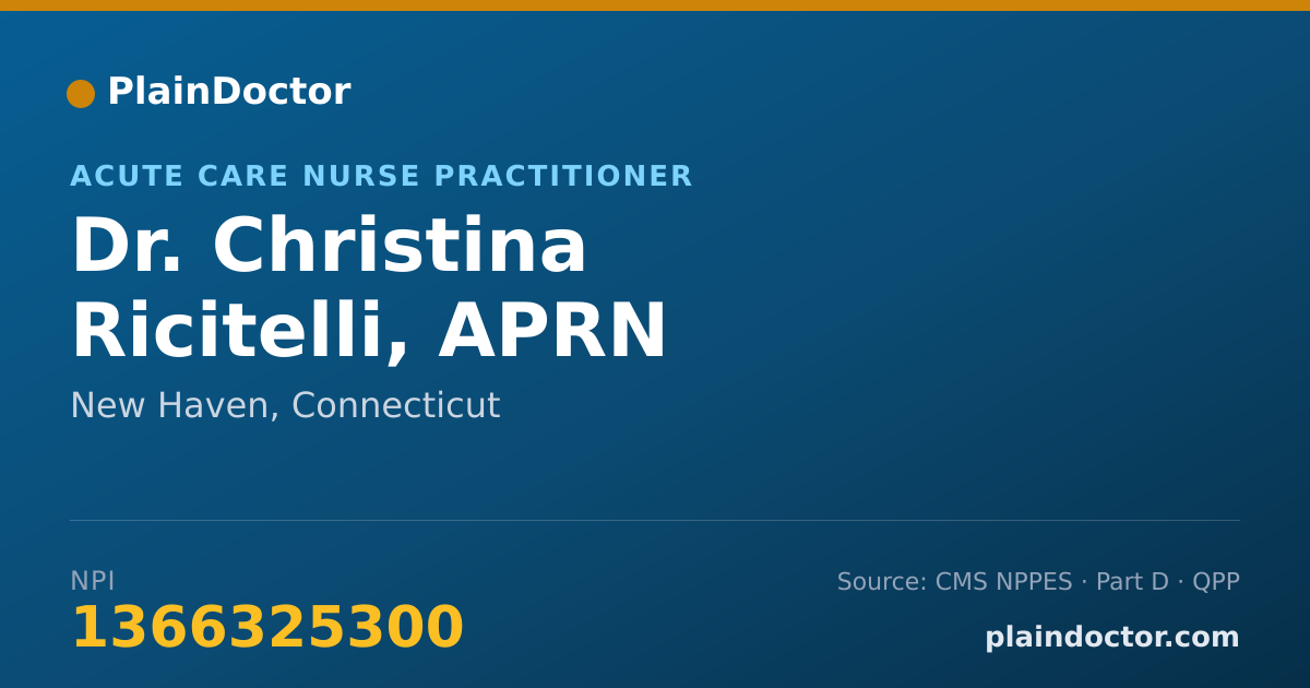 Shareable card for Christina Ricitelli, APRN - Acute Care Nurse Practitioner, New Haven, CT