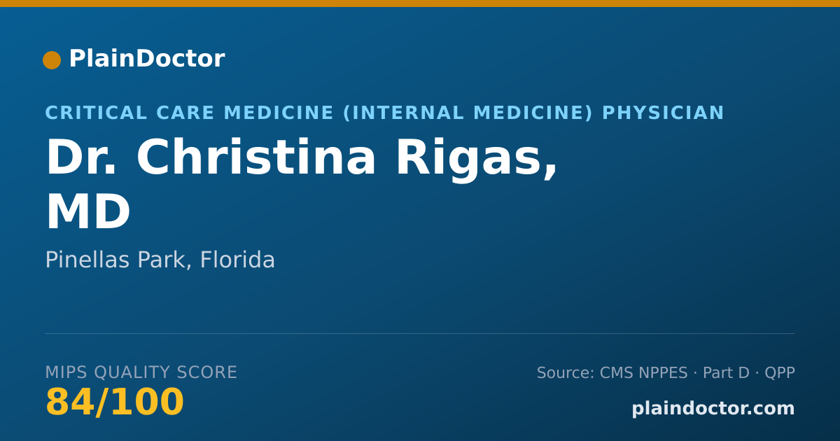 Shareable card for Christina Rigas, MD - Critical Care Medicine (Internal Medicine) Physician, Pinellas Park, FL