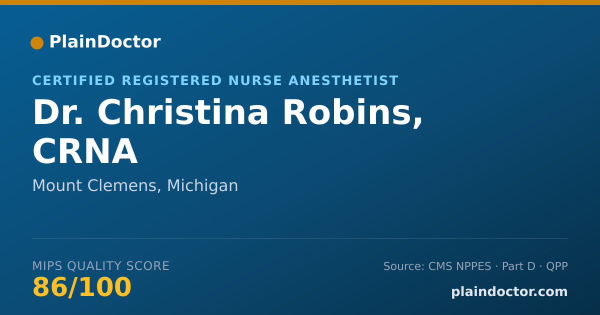 Shareable card for Christina Robins, CRNA - Certified Registered Nurse Anesthetist, Mount Clemens, MI