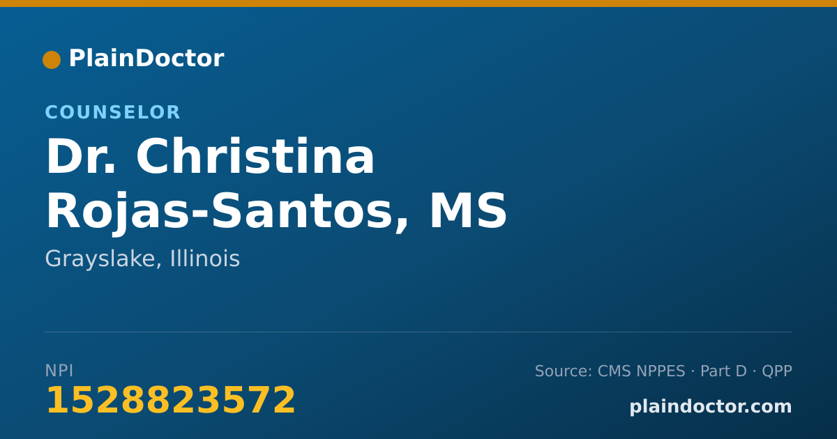 Shareable card for Christina Rojas-Santos, MS - Counselor, Grayslake, IL
