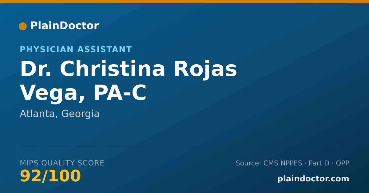 Shareable card for Christina Rojas Vega, PA-C - Physician Assistant, Atlanta, GA