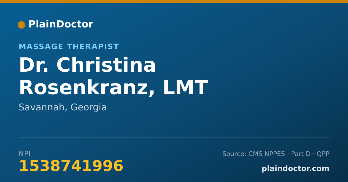 Shareable card for Christina Rosenkranz, LMT - Massage Therapist, Savannah, GA