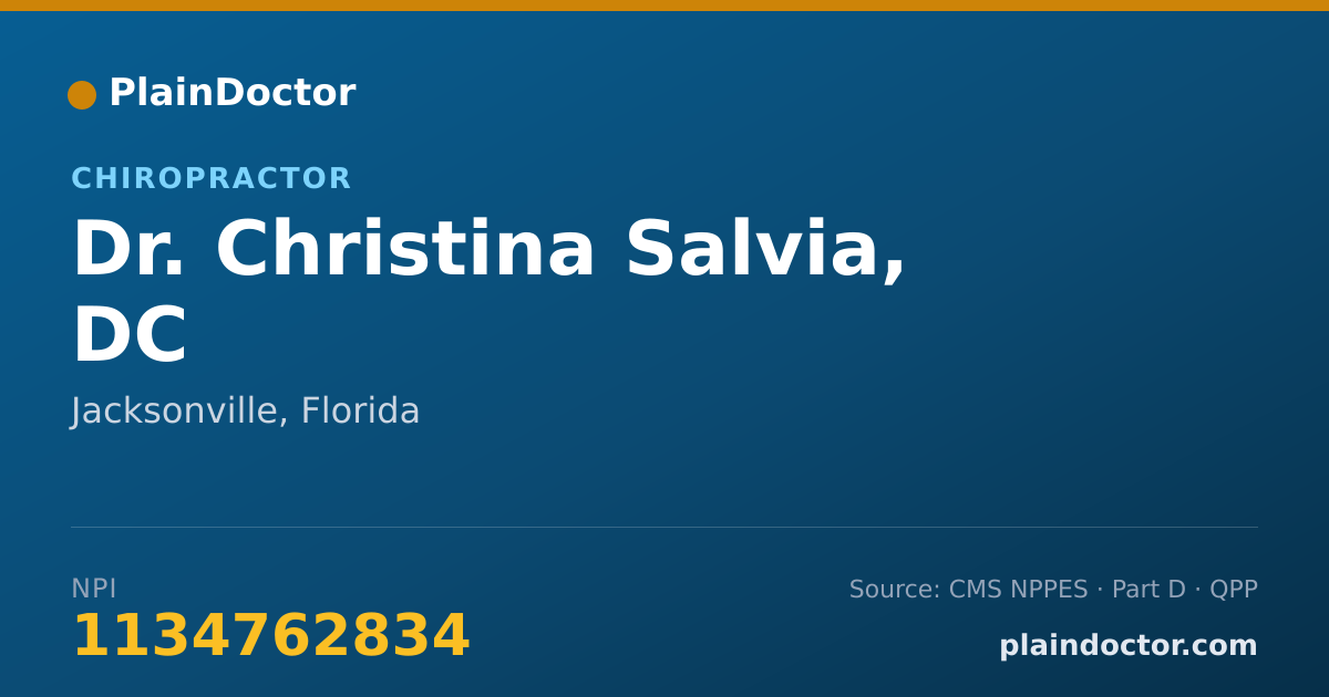 Shareable card for Christina Salvia, DC - Chiropractor, Jacksonville, FL