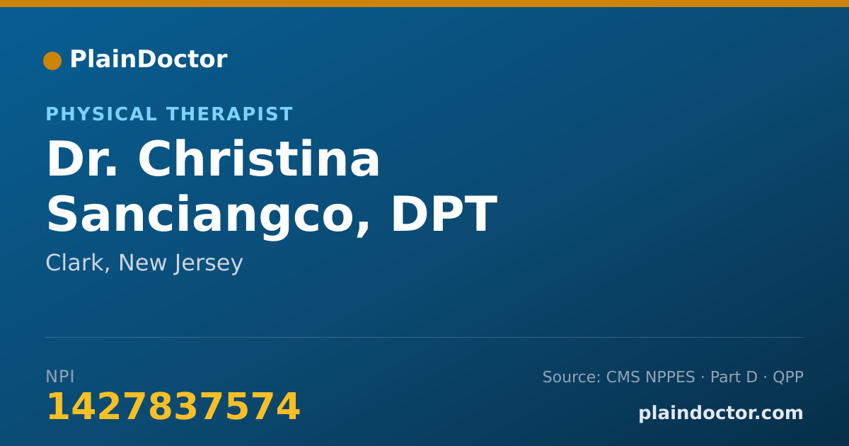 Shareable card for Christina Sanciangco, DPT - Physical Therapist, Clark, NJ