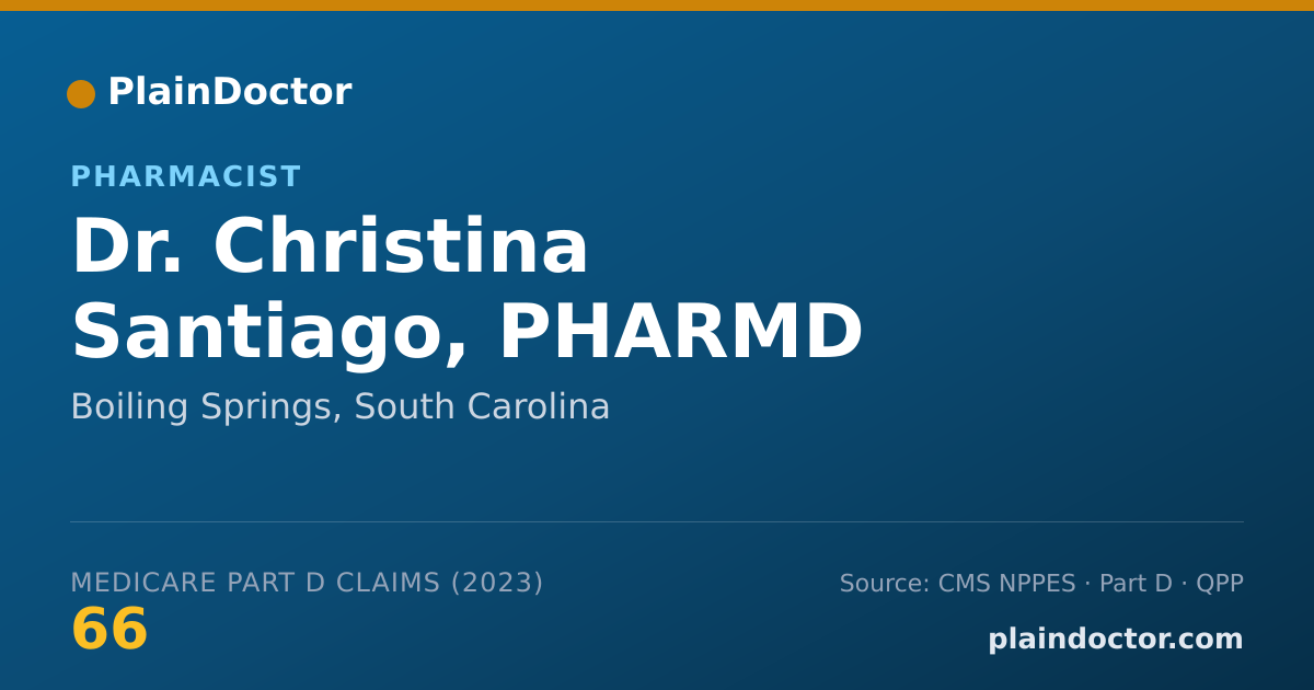 Shareable card for Christina Santiago, PHARMD - Pharmacist, Boiling Springs, SC