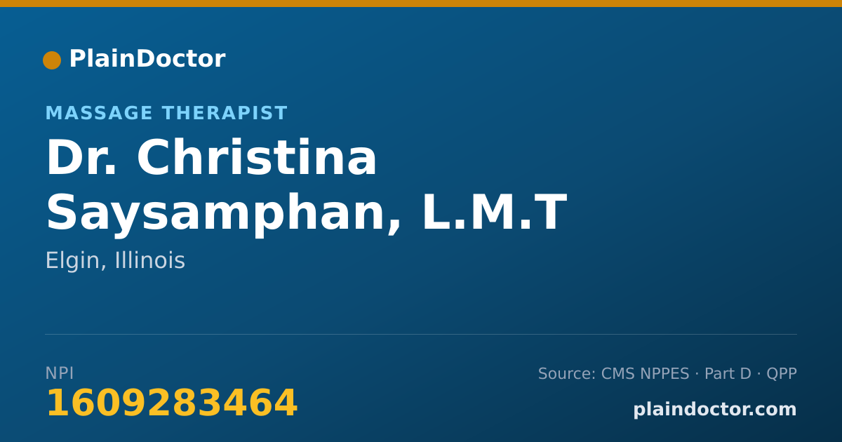Shareable card for Christina Saysamphan, L.M.T - Massage Therapist, Elgin, IL