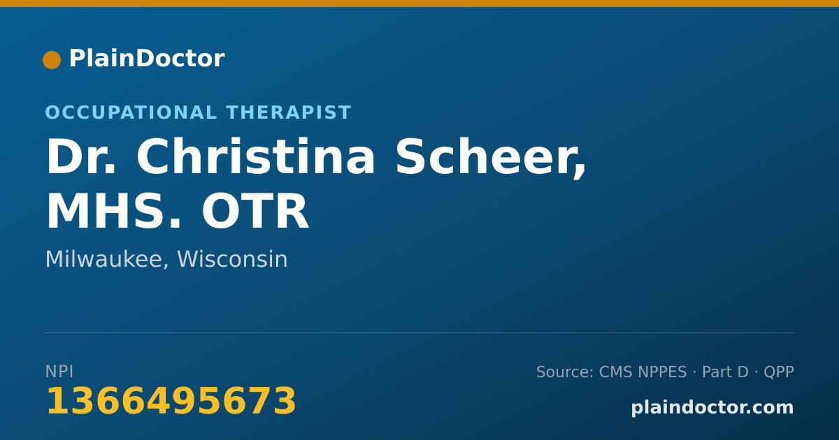 Shareable card for Christina Scheer, MHS. OTR - Occupational Therapist, Milwaukee, WI