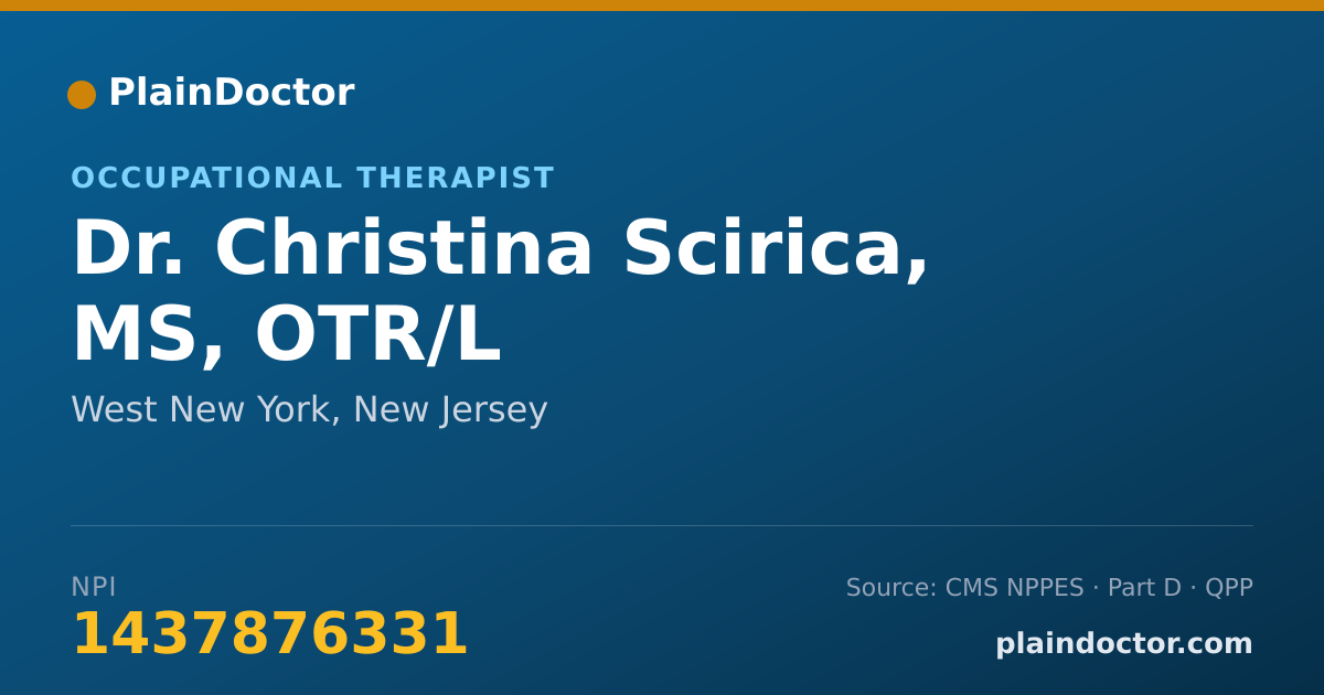 Shareable card for Christina Scirica, MS, OTR/L - Occupational Therapist, West New York, NJ