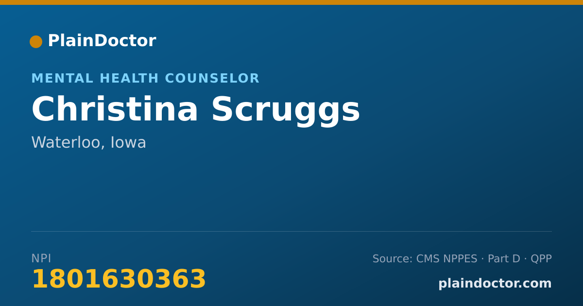 Shareable card for Christina Scruggs - Mental Health Counselor, Waterloo, IA