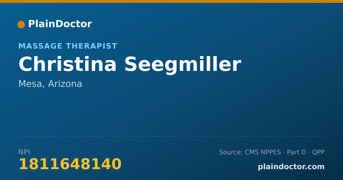 Shareable card for Christina Seegmiller - Massage Therapist, Mesa, AZ