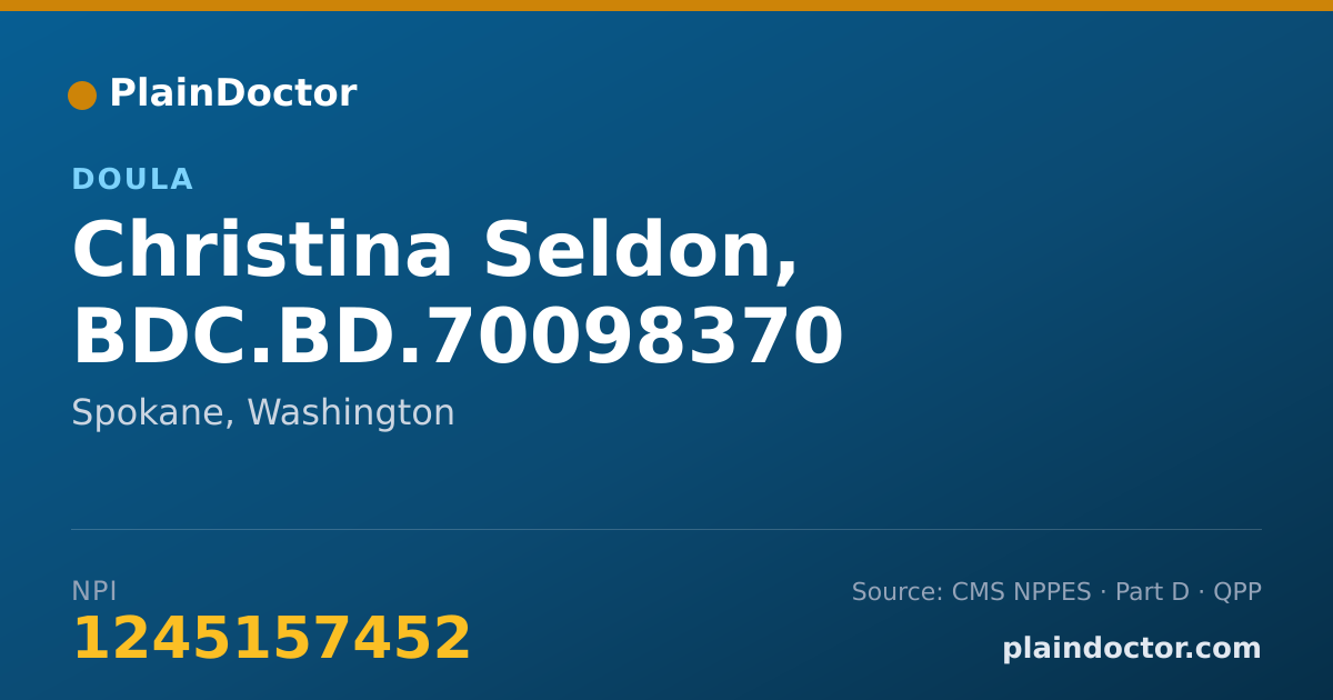 Shareable card for Christina Seldon, BDC.BD.70098370 - Doula, Spokane, WA