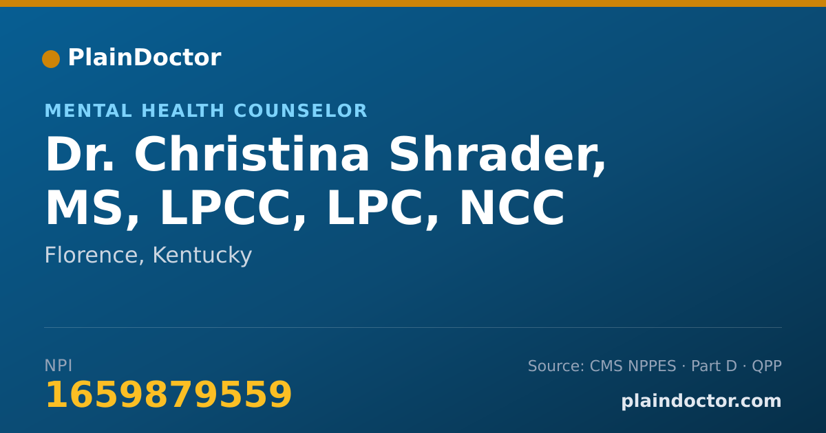 Shareable card for Christina Shrader, MS, LPCC, LPC, NCC - Mental Health Counselor, Florence, KY