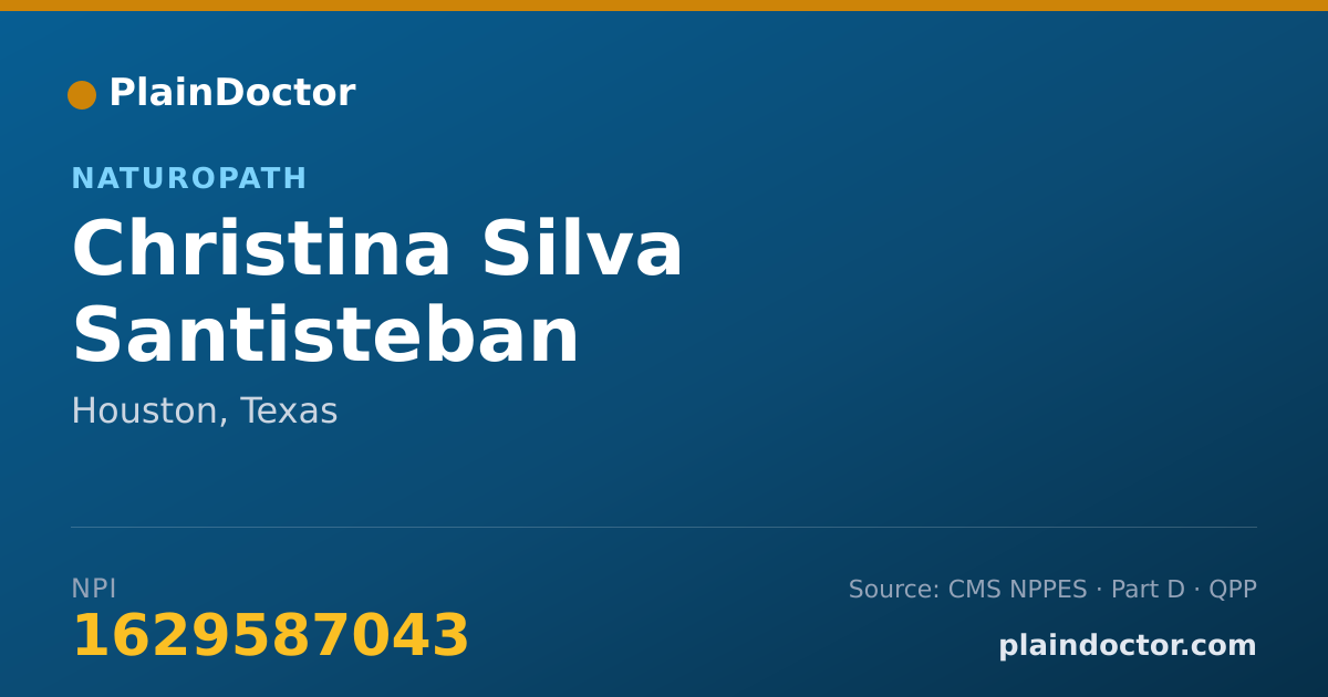 Shareable card for Christina Silva Santisteban - Naturopath, Houston, TX