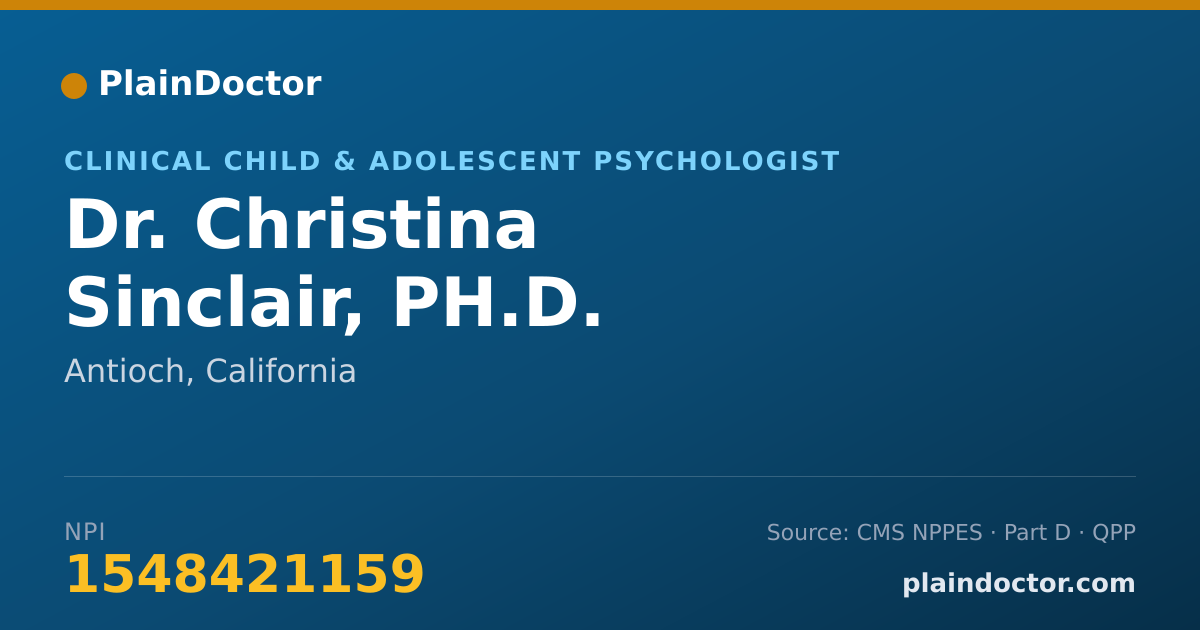 Shareable card for Christina Sinclair, PH.D. - Clinical Child & Adolescent Psychologist, Antioch, CA