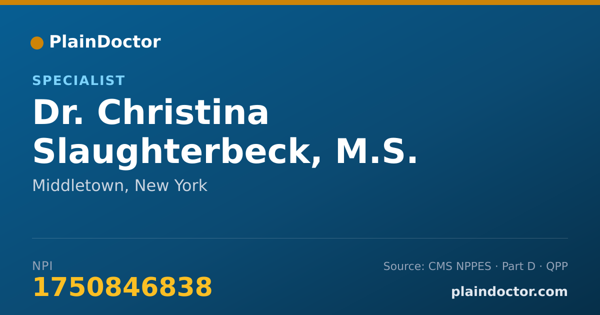 Shareable card for Christina Slaughterbeck, M.S. - Specialist, Middletown, NY