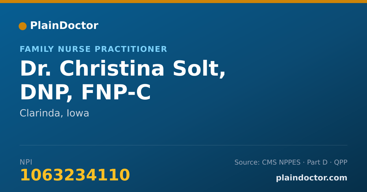 Shareable card for Christina Solt, DNP, FNP-C - Family Nurse Practitioner, Clarinda, IA