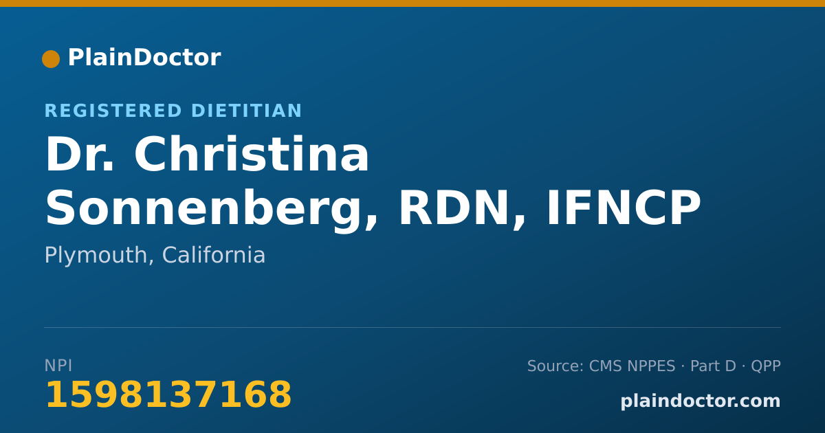 Shareable card for Christina Sonnenberg, RDN, IFNCP - Registered Dietitian, Plymouth, CA