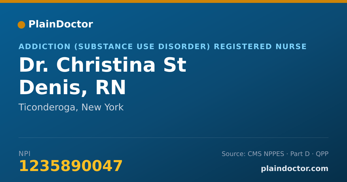 Shareable card for Christina St Denis, RN - Addiction (Substance Use Disorder) Registered Nurse, Ticonderoga, NY