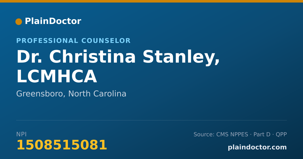 Shareable card for Christina Stanley, LCMHCA - Professional Counselor, Greensboro, NC