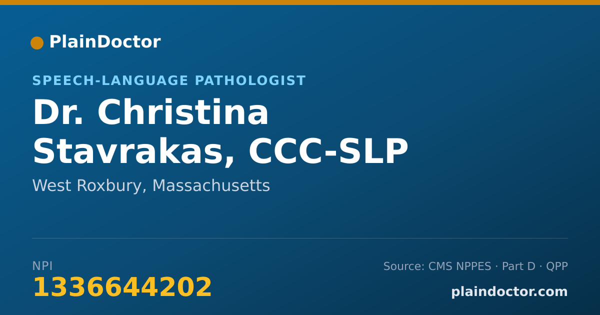 Shareable card for Christina Stavrakas, CCC-SLP - Speech-Language Pathologist, West Roxbury, MA