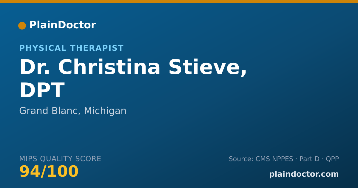 Shareable card for Christina Stieve, DPT - Physical Therapist, Grand Blanc, MI