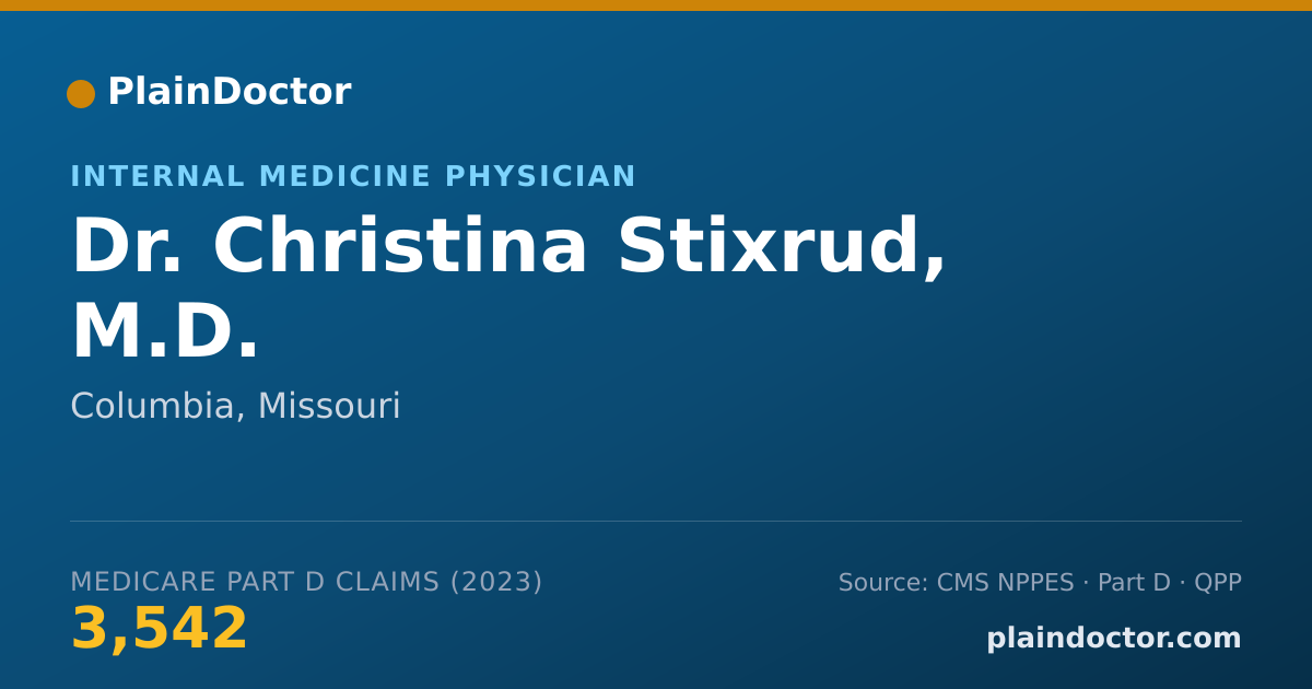 Shareable card for Christina Stixrud, M.D. - Internal Medicine Physician, Columbia, MO