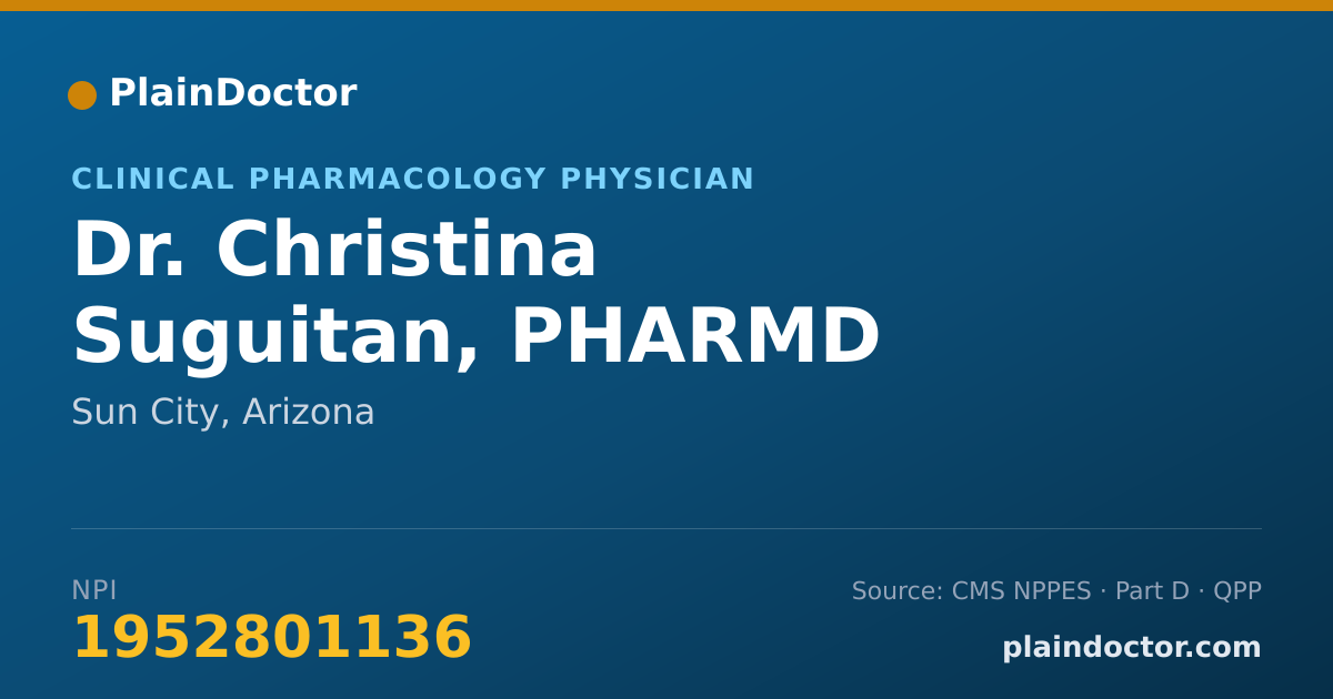 Shareable card for Christina Suguitan, PHARMD - Clinical Pharmacology Physician, Sun City, AZ
