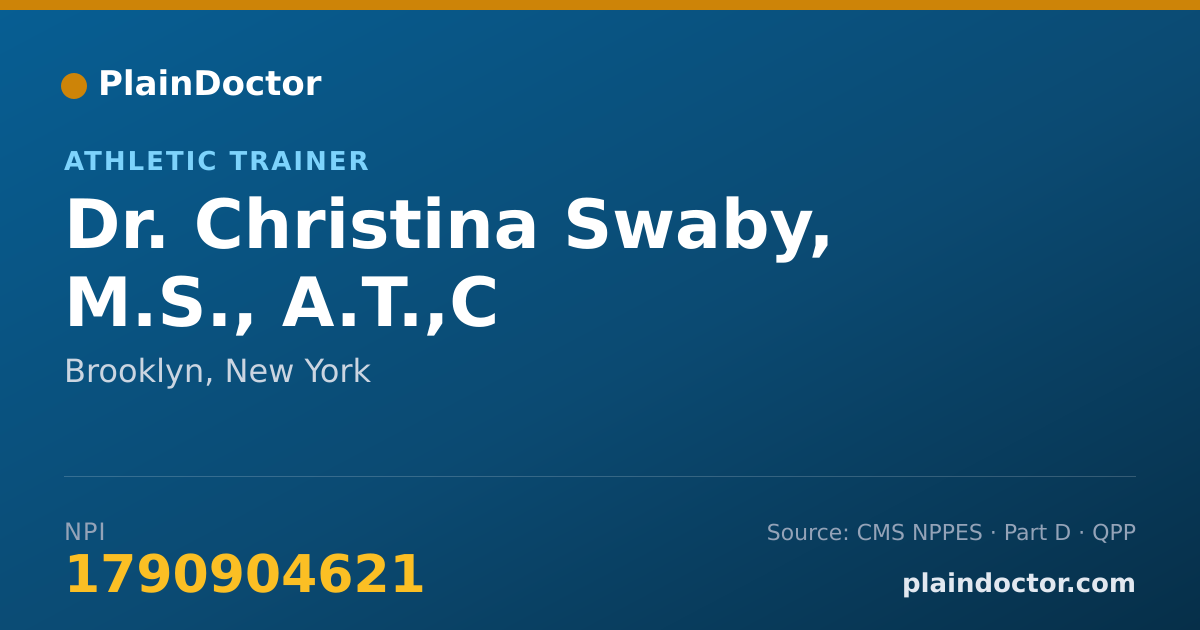 Shareable card for Christina Swaby, M.S., A.T.,C - Athletic Trainer, Brooklyn, NY