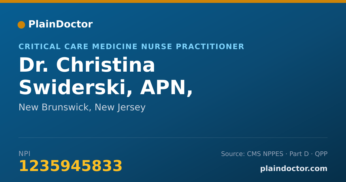 Shareable card for Christina Swiderski, APN, ACNPC-AG - Critical Care Medicine Nurse Practitioner, New Brunswick, NJ