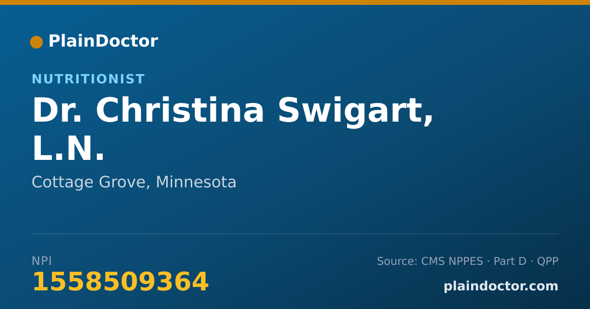 Shareable card for Christina Swigart, L.N. - Nutritionist, Cottage Grove, MN