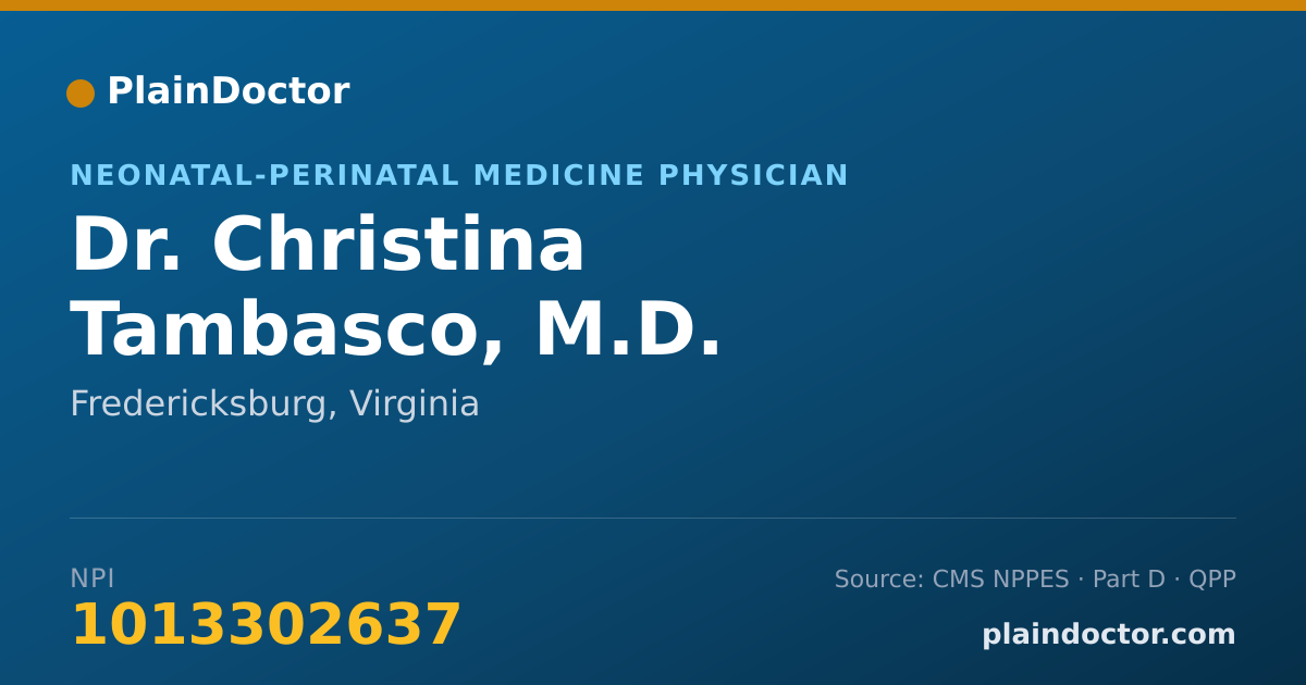 Shareable card for Christina Tambasco, M.D. - Neonatal-Perinatal Medicine Physician, Fredericksburg, VA